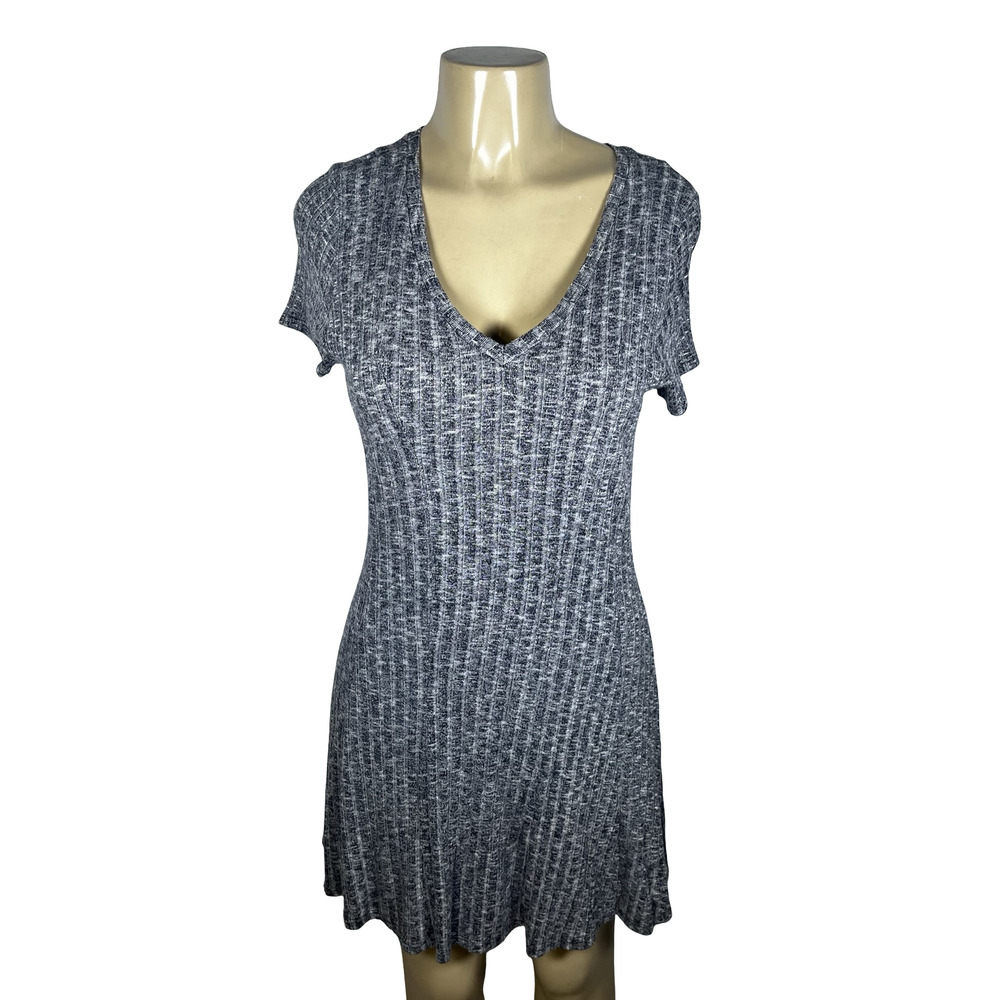 Dolan Left Coast Collection‎ Dress Womens Medium Gray Ribbed V Neck A Line Knit